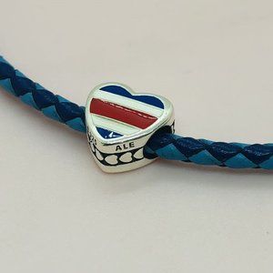 Costa Rica Flag Charm Exclusive Heart Bead Charm